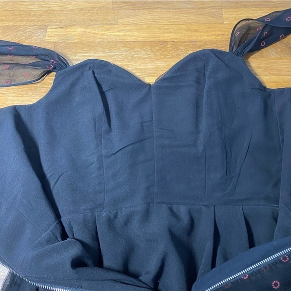 The Kooples Black and Red Sweetheart Neckline Mini Party Dress Size Small - Picture 6 of 11